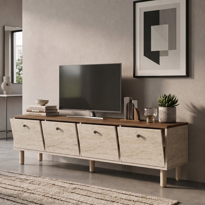 Hanah Home Soporte para TV Pura en Travertino y Venezia Walnut Hanah Home Soporte para TV Pura en Travertino y Venezia Walnut